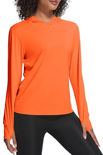 Holure Women's Activewear Shirts UPF 50+ Long Sleeve Tops Workout Sun Shirt Outdoor Hiking Shirt Quick Dry Lightweight Shirts Orange 09-M