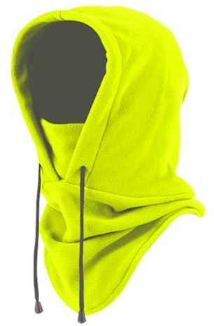 Cagoule de cyclisme en polaire avec cache-cou, masque facial chaud et coupe-vent, vert fluo, taille unique, Vert fluo, taille unique