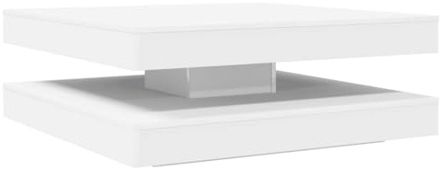vidaXL Couchtisch 360-Grad Drehbar Weiß 90x90x34,5 cm