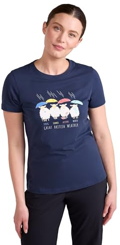 Mountain Warehouse St Davids Printed Cotton T-Shirt - Lightweight & Breathable, Standard Fit Tee - for Spring Summer, Outdoors, Holiday, Walking & Sports Navy 14