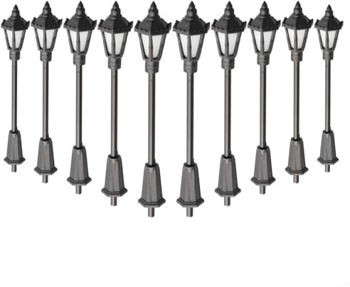 LED-Straßenlaternen, 10 Stück, LED-Miniatur-Straßenlaterne, Modelllehre H0 TT 00, verstellbare Länge, für Eisenbahn-Landschaft DIY