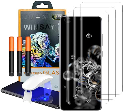 NOVAGO Compatible avec Samsung Galaxy S20 Ultra - 3 Films écran verre trempé incurvé résistant avec colles et lampe fournies
