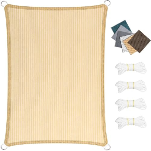 Sonnenschutz Markise 150 x 680 cm, HDPE Polyester, Sonnenschutz 98% Uv Schutz, Reißfest Wetterfest, Gewächshaus-Sonnensegel Segeltuch Atmungsaktiv, für Terrasse Garten, Beige