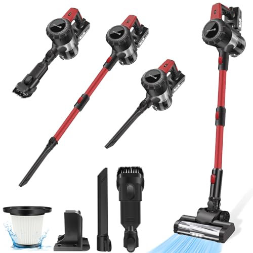 Cordless Stick Vacuum Cleaner, 2-in-1 Handheld Stick Vacuum, 140W Motor with 15,000 Pa Suction, HEPA Filter, LED Light, 3.0Ah Rechargeable Battery, Portable Lightweight Hoover Vacuum for Small Spaces