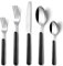 BEWOS 60 Piezas Cubiertos, Servicio para 12, juegos de cubiertos de cocina, Negro tenedores cuchillos y cucharas, cubiertos de acero inoxidable juego de servir para el hogar, fiesta