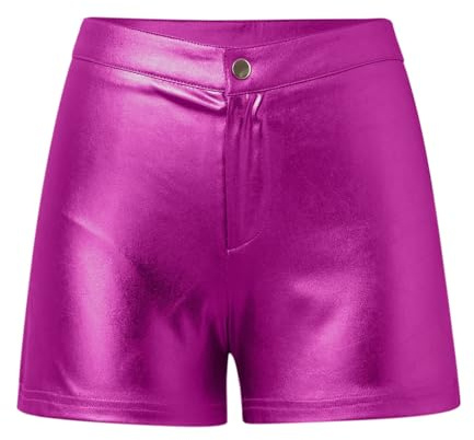 Generisch Damen Pu Hotpants Kurze Hose Wetlook Booty Shorts Low Rise Panties Taillenband Skinny Lederoptik Hotpants Damen Sexy Leder Shorts Glanz Hohe Taille Pu Kurze Hose Clubwear