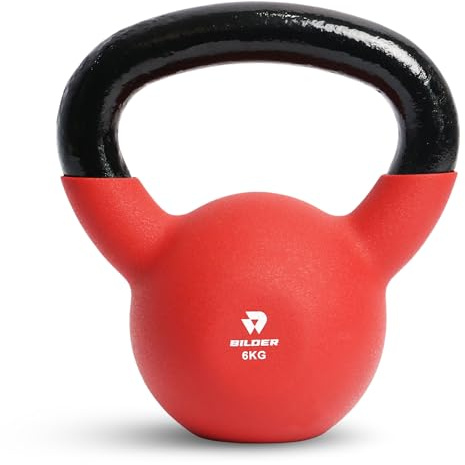 BILDER - Kugelhantel 6 kg mit ergonomischem und rutschfestem Griff, Gewichte aus Gusseisen mit Neopren-Beschichtung, ideal für Übungen und Training von Cardio-Kraft und funktional, Fitnessgeräte für