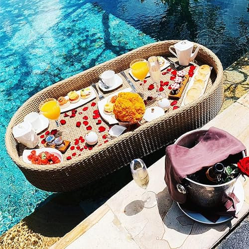 NSTVVEE Schwimmendes Tablett für den Swimmingpool, schwimmendes Serviertablett, Tisch und Bar, ovale schwimmende Platte für den Swimmingpool, für die Pool-Strandparty oder die Whirlpool-Lo