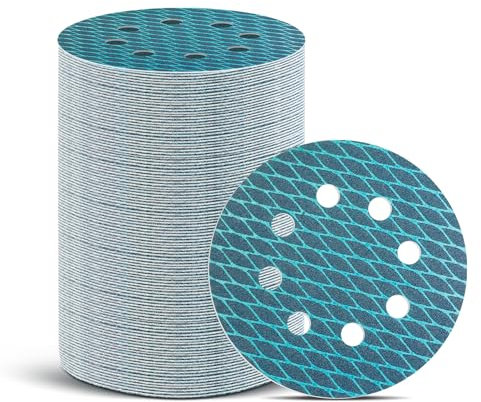 Romon Disques Abrasifs 125mm, Disque Poncage Velcro Grain Mixte 60/80/100/120/180/240/320/400 Papier Poncer Ronds 80 Pièces 8 Trous Disques a Poncer pour Ponceuse pour Métal Bois Meubles
