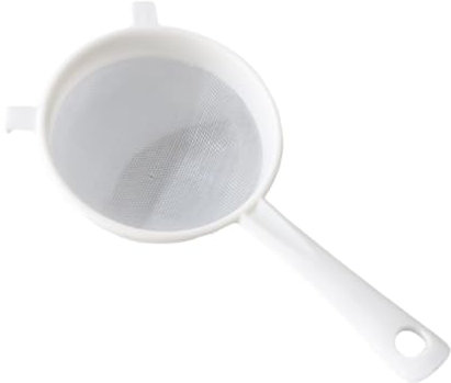 Plastic Kitchen Strainer, Nylon Mesh Sieve with Handle, 40 Mesh Flour Sifter for Quinoa, Icing Sugar, Tea & Coffee, Available in Small, Medium & Large Sizes (White,S)