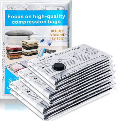 Bolsas Vacio Ropa - Organizador De Compresión Que Ahorra Espacio Para Ropa, Mantas, Edredones (L+M+S), Doble Cremallera Hermética, Material Transparente Y Duradero, Apto Para Aspiradoras