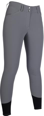 HKM Women's Tampa Silicone Knee Patch Riding Breeches, Grey, 34