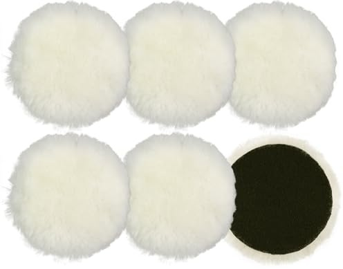 HXC 6 Pcs Polishing Pads 125mm Soft Wool Polishing Buffing Pad | 5 Inch Polish Pads for Drill and DA Dual Action Polisher for Car Furniture Polisher Sanding Waxing