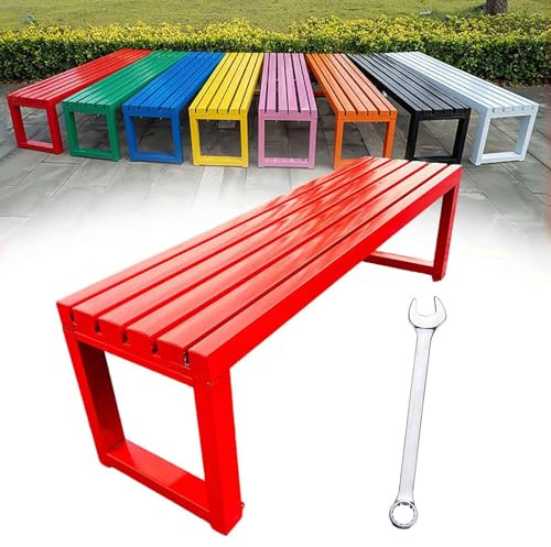 Generisch Gartenbank Wetterfest Sitzbank Outdoor 2-3-Sitzer Garten Balkon Bank Metall Gartenmöbel ParkBänke Ohne Lehne 100cm 120cm 150cm 180cm(Rot,L-120cm)