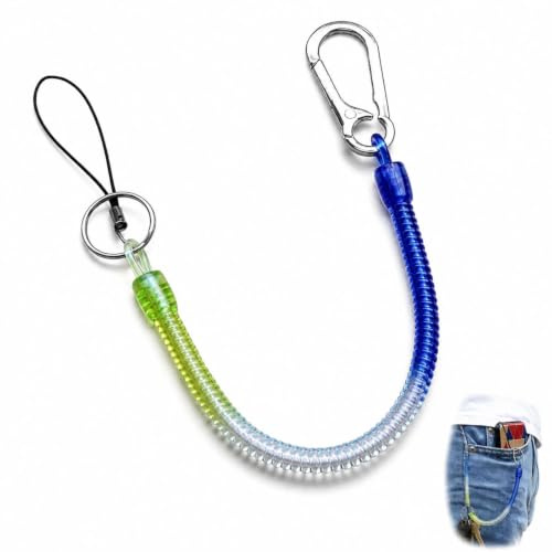 Bungee Keyring Spiral Keychain, Stretchy Spiral Keyring 6.81-39.37 Retractable Coil Key Chain Holder with Clip Spiral Fishing Lanyard Anti-Lost Keychain Cord Theftproof Coiled Lanyard for Cellphone