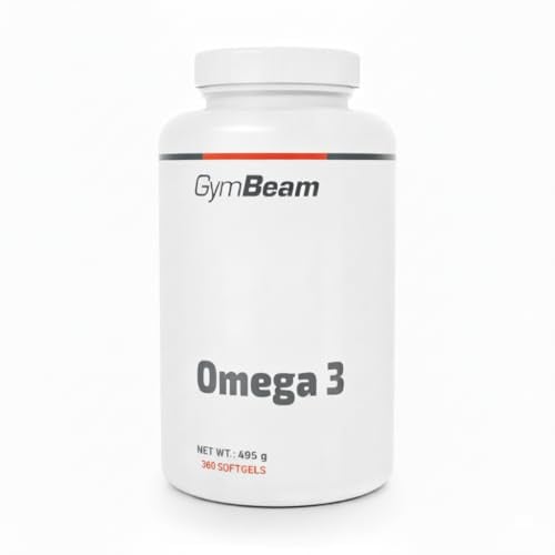 GymBeam Omega 3 Kapseln hochdosiert – 360 Kapseln – 2000 mg Fischöl pro Tagesdosis mit 18% EPA und 12% DHA, mit Vitamin E, für Herz, Gehirn und Sehkraft (6-Monats-Vorrat)