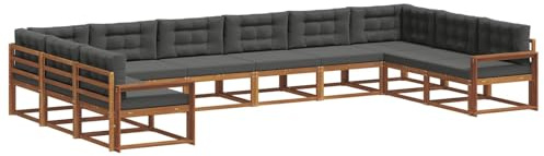 vidaXL Outdoor-Sofagarnitur mit Kissen 10 pcs Natur und Anthrazit