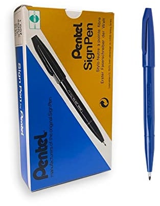 Pentel S520-C Sign Pen - Blue, Pack of 12
