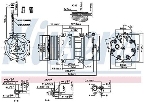 NISSENS 890022 A/C Kompressor für Klimaanlage Klimakompressor mit ID: SD7H15 Kältemittel: R134a PAG 46 mit 120mm Riemenscheibe Rillen: 10