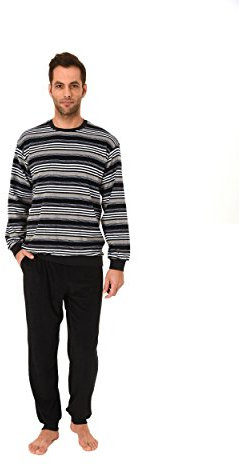 Normann Herren Frottee Pyjama lang mit Bündchen - auch in Übergrössen erhältlich - 101 93 732, Farbe:dunkelgrau;Größe:50