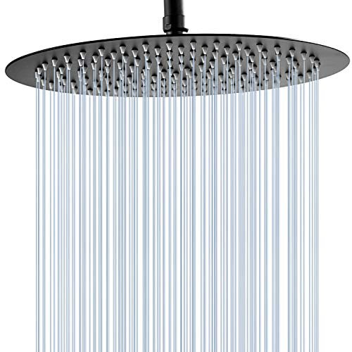 GGStudy Round 16 Inch Stainless Steel Shower Head Rain Style Shower Head Oil Rubbed Bronze(Black)