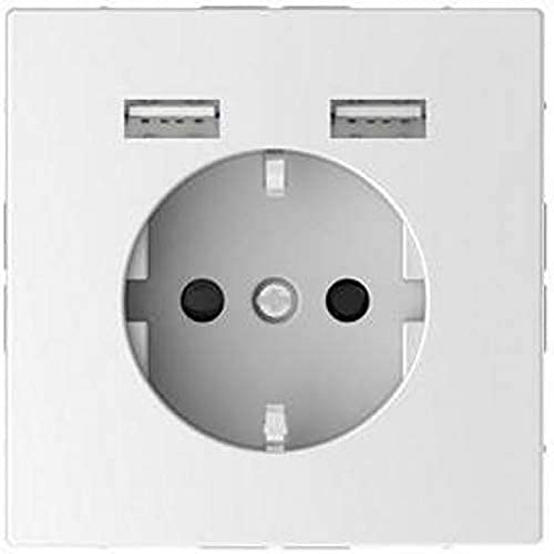 Schneider Electric Merten Schuko-Steckdose mit USB Anschluss Typ A+A, Unterputz, System Design, lotosweiss, Artikelnummer MEG2366-6035