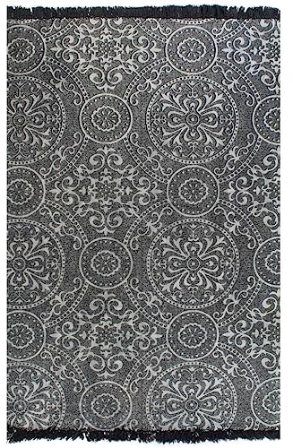 vidaXL Kelim Teppich Baumwolle 120x180cm Muster Grau Wohnzimmer Handwebteppich