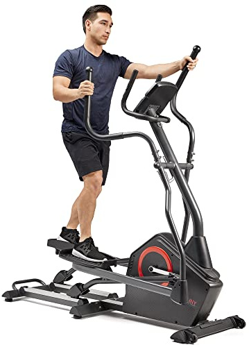 Sunny Health & Fitness Smart Elliptical Machine with 16-Level Electromagnetic Resistance, 18-inch Extended Stride Length, 12 Built-in Workouts, Low-Impact Cardio & SunnyFit App - SF-E3889SMART