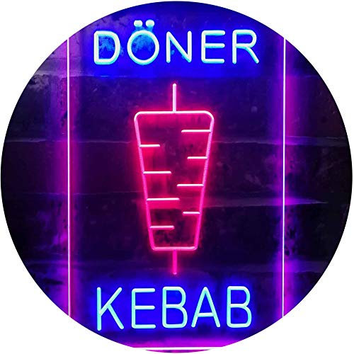 ADVPRO Neon Sign, 400 x 600mm, 1.6m, Wandmontage, Retro-Moderne, Kunststoff, 16 x 24, Doner Kebab Restaurant Cafe Decor Bar Dual Color LED Barlicht Neonlicht Lichtwerbung Neon Sign Blau & Rot