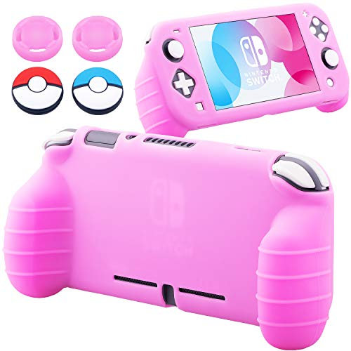 YoRHa Handle Grip Soft Silicone Rubber Protective Cover Case (Pink) x 1 for Switch Lite - 9.2019 Slim Model