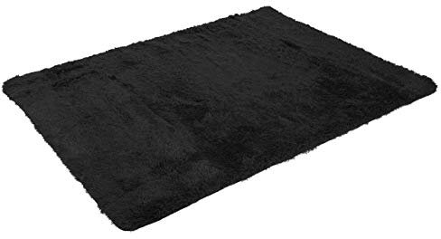 Mendler Teppich HWC-F69, Shaggy Läufer Hochflor Langflor, Stoff/Textil flauschig weich 230x160cm - schwarz