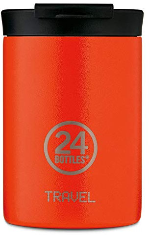 24Bottles Travel Tumbler aus Edelstahl in der Farbe Sunset Orange mit 350ml, Maße: 8cm x 8cm x 12,5cm, 415