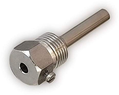 iOVEO Tauchhülse Edelstahl V4A, G 1/2 Zoll, Einbaulänge 50mm für Temperaturfühler 6mm Heizung bis 600°C