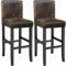 tectake® 2er Set Barhocker, Bistrohocker, Tresenhocker, Barhocker mit Lehne, gepolsterter Barstuhl, Bistrostuhl mit Fußstütze, Holz und Kunstleder, Stuhlbeine aus Massivholz, 107 cm hoch - antikbraun