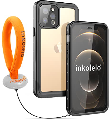 Waterproof Case for iPhone 12 Pro IP68 Certified Waterproof 360° Shockproof Protective Full Body Sealed Waterproof Cases Covers for iPhone 12 Pro (Matte Black/Orange)