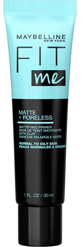 Maybelline Fit Me Matte + Poreless Mattifying Face Primer Makeup With Sunscreen, Broad Spectrum SPF 20, 16HR Wear, Shine Control, Clear, 1 Count