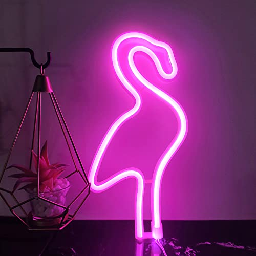 ENUOLI Flamingo Neonzeichen LED Flamingo Neonlichter Wandlampe Raumdekor Batterie USB operierte Neonlichter Neonzeichen Flamingo Lampen Leuchten für Kinder Schlafzimmer Bar Party Hochzeit Weihnachten