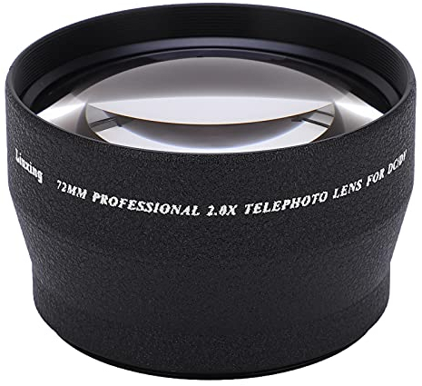 Teleobiettivo, Teleobiettivo HD con Ingrandimento 2X da 72 Mm, Obiettivo Teleconvertitore in Lega di Alluminio per Obiettivo della Fotocamera da 72 Mm e Filtro da 82 Mm