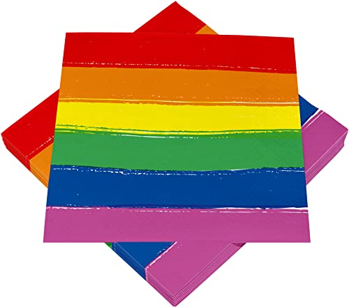 HEKU 100 Servietten, 3-lagig, 33x33cm, Regenbogen, Saugstark und praktisch verpackt, Ideal für Hochzeiten, Jubiläen und besondere Anlässe