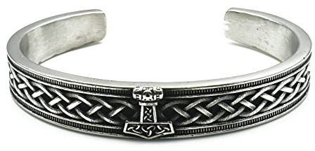 JAOYU Viking Bracelet for Men Odin'S Ravens Bracelet Arm Rings for Women Celtic Knot Bracelet Stainless Steel Cuff Bangle Pagan Jewelry Norse Gifts