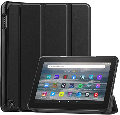 YHFZR Cover Custodia per Nuovo Tablet Fire 7 12ª Generazione-Modello 2022, Ultra Sottile Smart Case con Funzione di Supporto Custodia Rigida per Nuovo Tablet Fire 7 12ª Generazione-Modello 2022, Nero