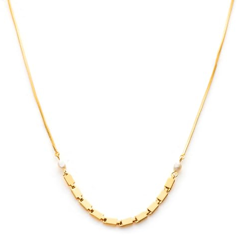 C.Paravano Halskette Perlen 18K Gold vergoldete | Halskette Gold | Kette Damen Gold aus Perlen anhänger | Schmuck Gold Geschenke für Frauen Mama Freundin Sie