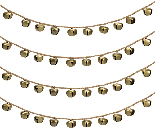 2 Stück geschmiedete Glocke Gold Glocke Girlande Hängende Glocke Antike Glocken für Tür Wand Glocke mit Seil zum Aufhängen für Weihnachtsdekoration