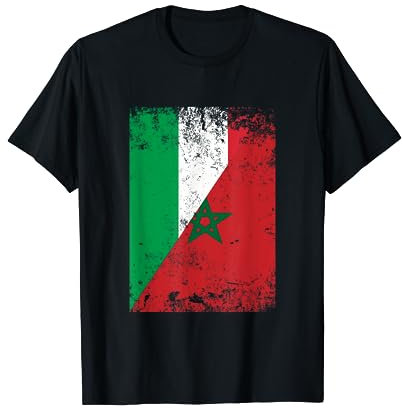 Marocco Italia Bandiera Caraibi Mezzo Italiano Marocchino Maglietta