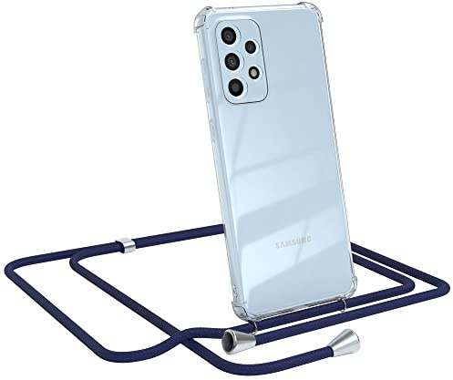 EAZY CASE Handykette kompatibel mit Galaxy A33 5G Handyhülle mit Umhängeband, Handykordel mit Schutzhülle, Silikonhülle, Hülle mit Band, Stylische Kette für Smartphones, Navy Blau