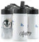Hairyworm Personalised Water Bottle, 350ml White Sports Flask with Straw Cap Flip Lid, Stainless Steel, Customised with Initial/Name, Grey Penguin Blue Butterflies Design Print