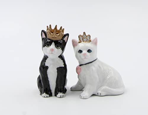 Cosmos Gifts 21031 Prince and Princess Cat Salt and Pepper Shaker,White/Black,1 1/2 x 2 x 3 3/8H