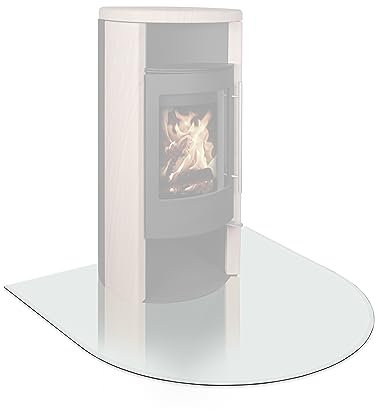 EWO Funkenschutzplatte - Glasplatte für Kaminöfen in Rundbogen-Form (120 x 100 x 0,6 cm) - Bodenplatte als Kamin Funkenschutz mit ESG-Sicherheitsglas - Kaminplatte Boden-Schutzglas