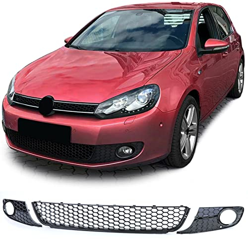Wabengitter Grill Glanz für Stoßstange Nebelscheinwerfer für VW Golf 6 08-13