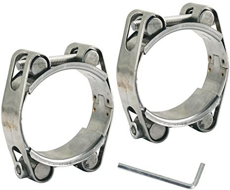 85-95mm Heavy Duty T Bolt Hose Clamp 304 Stainless Steel Double Head Double Layer Hose Pipe Clamp Tube Clamps Band Width 20mm(2 Pieces with Wrench)